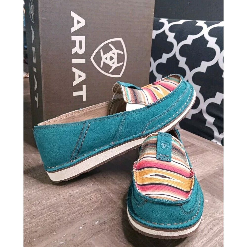 Ariat Ladies Suede US 9 Teal and Multicolor Cruisers Southwest Aztec 10044530